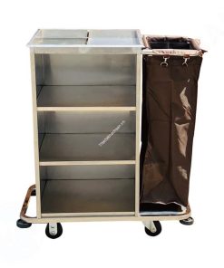 Xe đẩy dọn phòng khách sạn 1 túi inox 304 XP11304-05