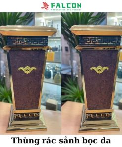 Thùng rác sảnh bọc da loại cao cấp, chính hãng