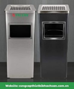 Thùng rác gạt tàn có 2 màu đen trắng hiện đại