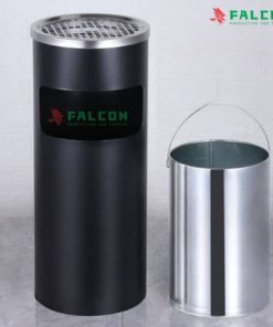 Thùng rác gạt tàn trụ tròn màu đen hiện đại, sang trọng
