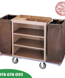Xe dọn buồng phòng 2 túi chuyên dụng cho khách sạn