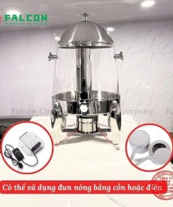 Bình hâm nóng trà cafe có thể dùng 2 chế độ hâm nóng là bảng điện và dùng cồn