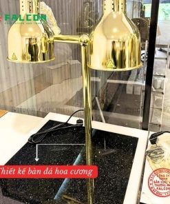 Đèn hâm nóng buffet 2 bóng thiết kế bàn đá đựng thực phẩm tiện lợi