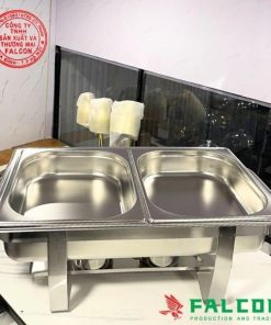 Nồi hâm buffet 2 ngăn nắp rời inox cao cấp