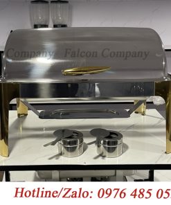 Nồi hâm nóng buffet chữ nhật mạ vàng chuyên dụng cho nhà hàng - khách sạn - quán ăn