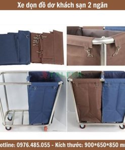 Xe để đồ dơ khách sạn 2 túi phân loại dễ dàng