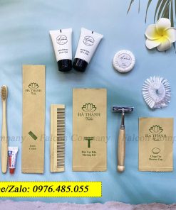 Bộ combo tre dùng 1 lần đóng túi giấy kraft nâu thân thiện môi trường