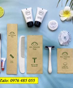 Bộ amenities lúa mạch đóng túi giấy kraft nâu thân thiện môi trường