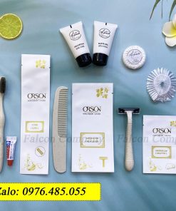 Bộ đồ dùng lúa mạch amenities khách sạn đóng túi giấy đá cho khách sạn