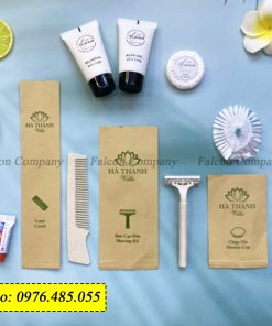Bộ đồ dùng tiêu hao dùng 1 lần khách sạn lúa mạch đóng túi giấy kraft nâu