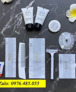 Bộ amenities trắng sứ cho nhà nghỉ, khách sạn dùng 1 lần