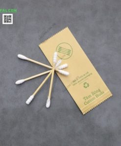 Tăm bông thân gỗ thân thiện môi trường đóng túi giấy kraft nâu thân thiện môi trường