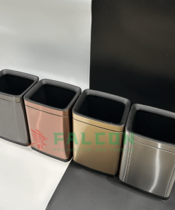 Thùng rác inox phủ nano không nắp 8L, 4 màu: đen, bạc, vàng hồng, vàng sâm banh