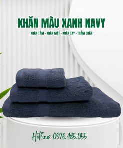 Khăn cotton 100% màu xanh navy cao cấp chuyên cho khách sạn, nhà nghỉ, resort