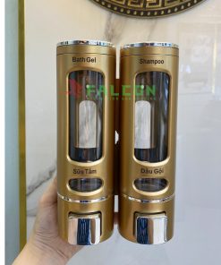 Bình đựng dầu gội sữa tắm gắn tường nhựa ABS dung tích 400ml màu vàng đồng cho khách sạn, nhà nghỉ, homestay...