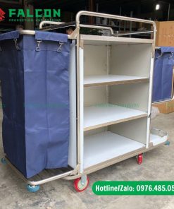 Xe 2 túi dọn phòng khách sạn tiện lợi chất liệu inox cao cấp