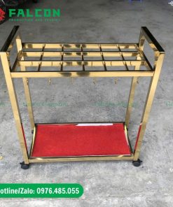 Kệ để ô dù 18 ô khách sạn inox mạ vàng hàng nhập khẩu