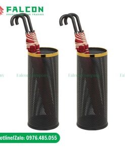 Sọt đựng ô dù thép sơn đen viền inox vàng