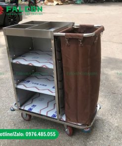 Xe dọn 1 túi chất liệu inox chuyên dùng cho khách sạn homestay villa