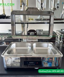 Nồi hâm buffet cao cấp cho nhà hàng, khách sạn 2 ngăn có bảng điện
