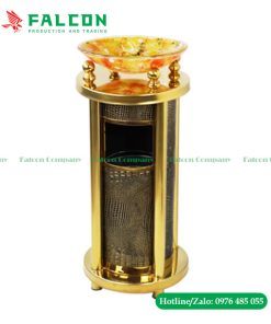 Thùng rác sảnh khách sạn bọc da có khay gạt tàn tiện lợi