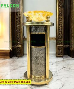 Chuyên cung cấp thùng rác sảnh bọc da cao cấp cho khách sạn