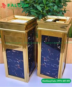 Thùng rác sảnh đá hoa cương mạ vàng cao cấp cho khách sạn