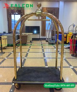 Xe đẩy hành lý lồng chim mạ vàng cho khách sạn