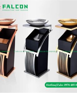 Thùng rác đặt sảnh khách sạn cao cấp, có khay gạt tàn phía trên
