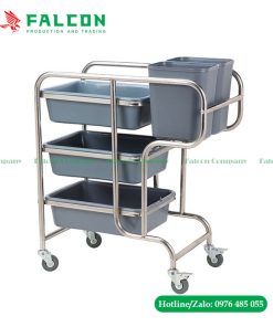Cung cấp xe đẩy dọn bàn 3 tầng, xe đẩy dọn dẹp đa năng