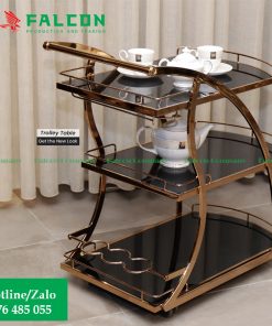 Xe phục vụ rượu thiết kế 3 tầng tiện lợi cho nhà hàng, khách sạn
