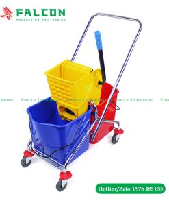 Xe vắt móp dung tích 60L lau sàn khung inox